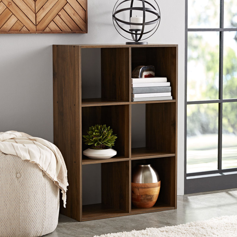 Gulsum 6-Cube Vertical Bookcase, Canyon Walnut