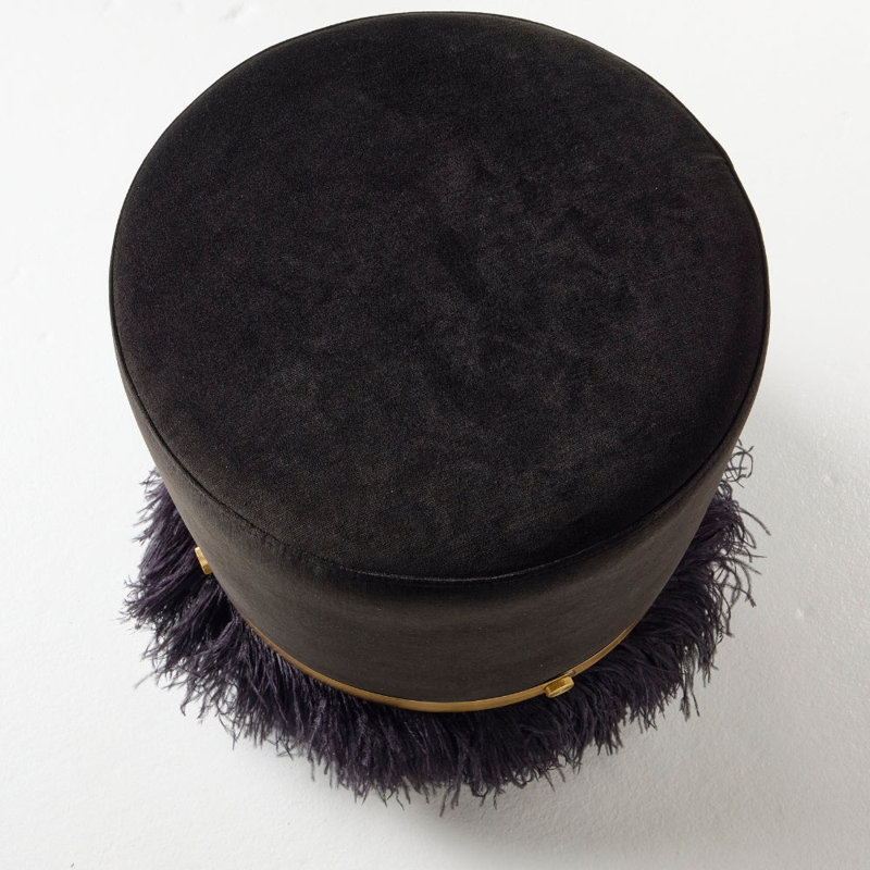 Ostrich Fluff Pouf, Black