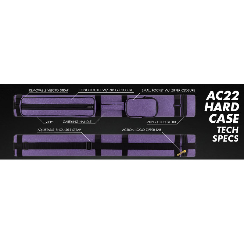 2x2 Oval Hard Pool Cue Case, Purple