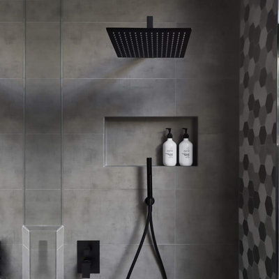 16 Inch Square High Flow Oversize Rain Shower Head - 304 Stainless Steel Two Person Ceiling/Wall Mount