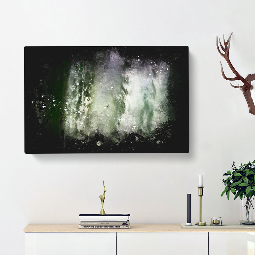 Bird Flying By The Waterfall - Wrapped Canvas