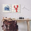 «Nautical Blue Crab and Red Lobster Beige Stripes» par Patricia Pinto - ensemble de 2 impressions-104597438-104597440