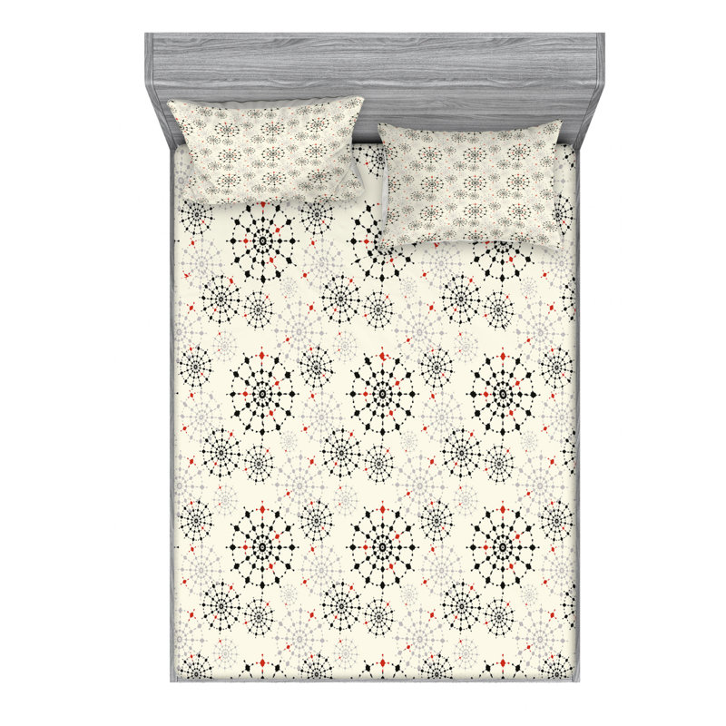 Microfiber Geometric Sheet Set, Full/Double Sheet Set with Fitted Sheet