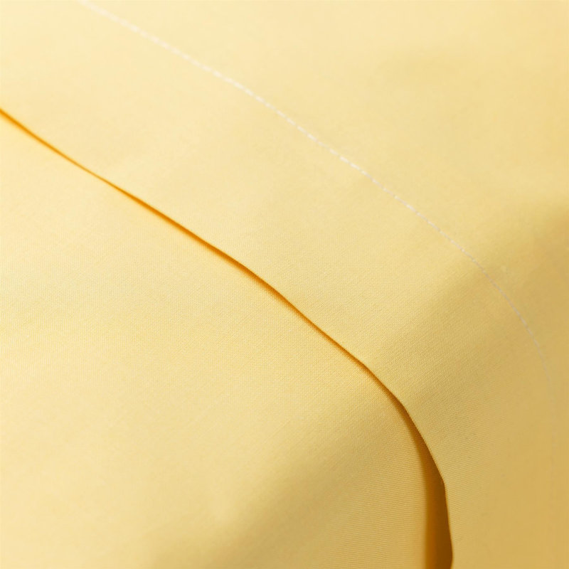 Adalira Cotton Blend/Polyester Plain Weave / Muslin Fitted Sheet, Kingsize, Lemon, Flat sheet