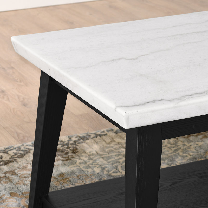 Mairenn 48" Marble Top with shelf and casters, Black