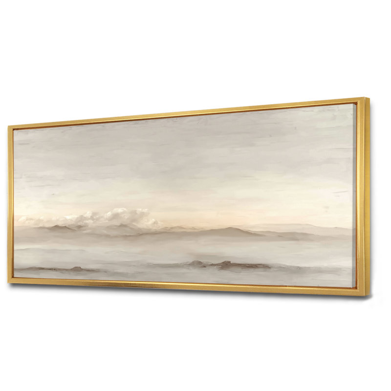 Jaune et blanc brume lever du soleil matin nuages - paysages, impressions sur toile, art abstrait jaune, H 28 po x l 60 po
