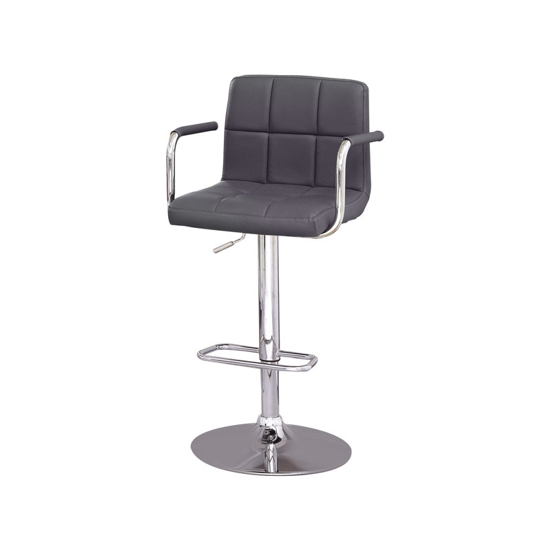 Aarvin Swivel Upholstered Adjustable Height Counter Stool with Metal Frame, Gray