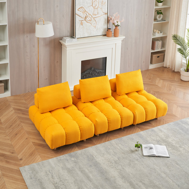 Canapé modulaire 3 pièces Samiur, Jaune, H 29,5 po x L 90 po x l 40,2 po