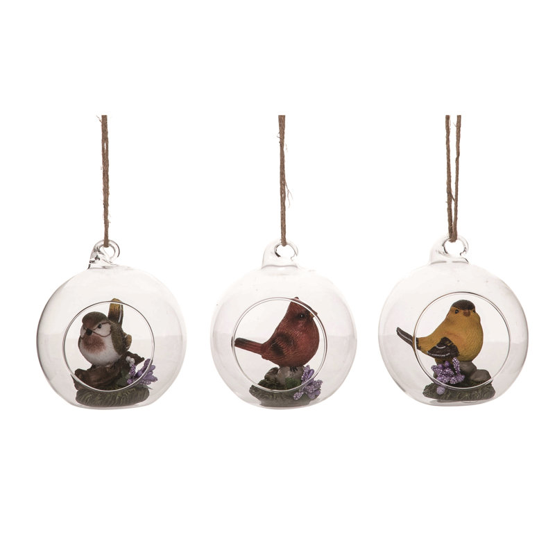  Small Resin Bird Terrarium Set of 3 Spring Home Decorations