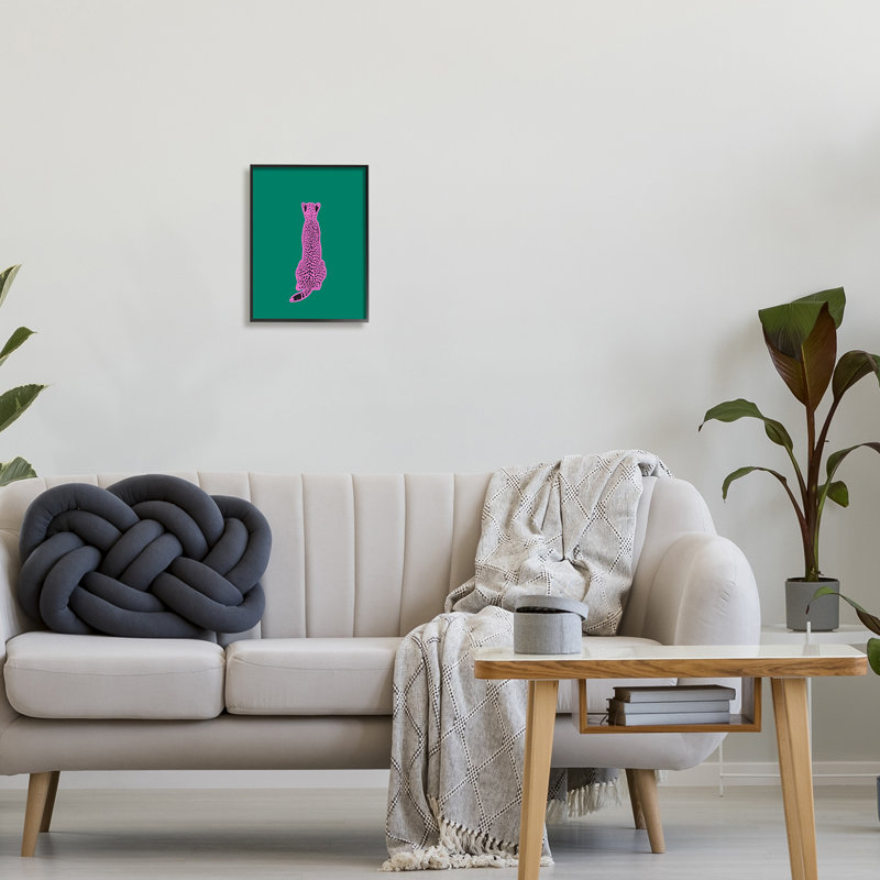 Art guirlande rose sur fond vert, estampe numérique par lulusimon, Giclée encadrée noir minuit, H 14 po x l 11 po x P 1,5 po
