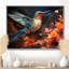 Colibri bleu sarcelle «Enchanting Hum Geometric II», impressions sur toile-23218750-43150129
