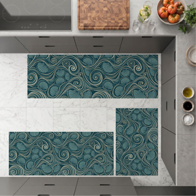 Swirl Pattern Non-Slip Washable Kitchen Mats