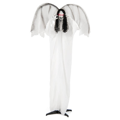Halloween Animatronic Standing Angel Holding Book 6.6FT Haunted House Decoration