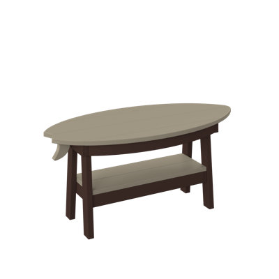 Table basse Polybird Surfboard. Bois vieilli et brun Tudor