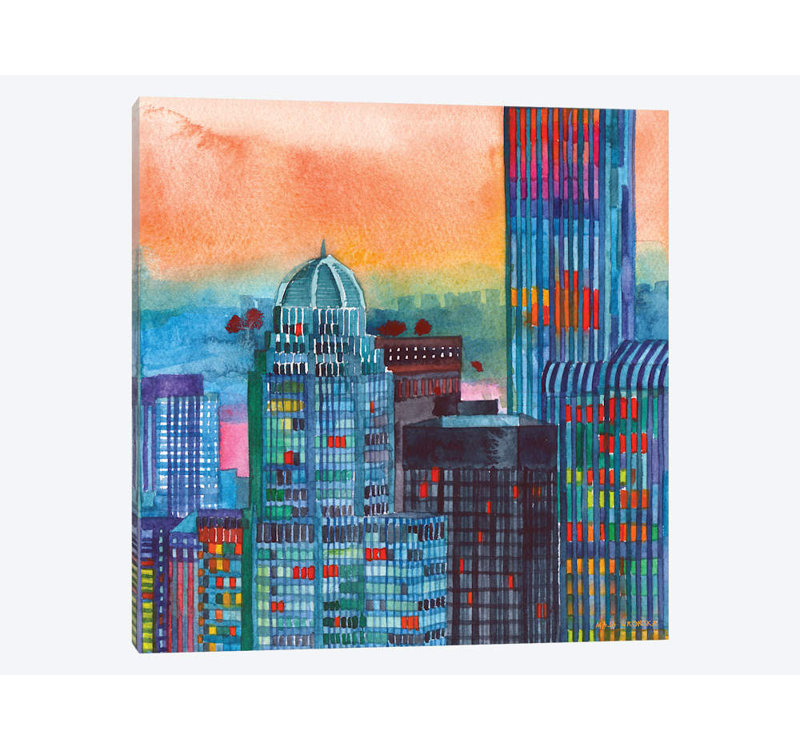 «NYC II» par Maja Wronska, impression sur toile, H 12 po x l 12 po x P 0,75 po, Pas de tapis, Toile tendue