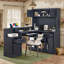 Bureau d'ordinateur en L avec huche, bureau d'ordinateur de coin moderne avec rangement en L-121086672