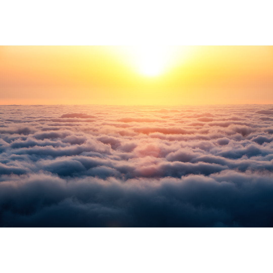 Sonnenaufgang über den Wolken von Borchee - Kunstdrucke auf Leinwand ohne Rahmen