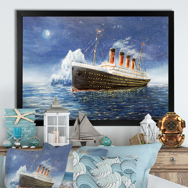 Titanic - reproduction sur toile, Toile avec cadre noir, H 12 po x l 20 po x P 1 po