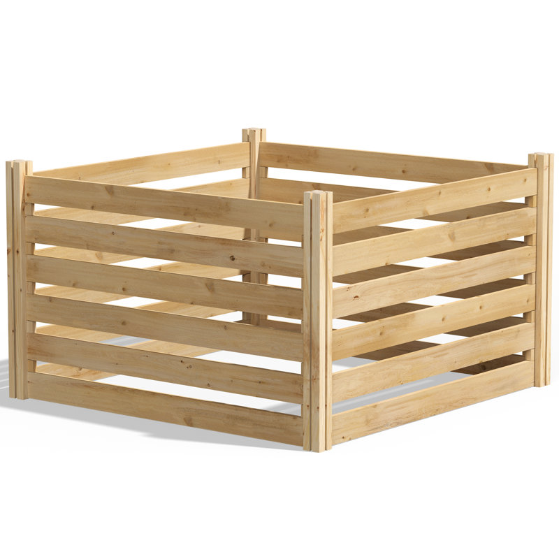 Natural Cedar Wood Outdoor Stationary Composter, 48" x 48" x 31"