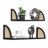 Wood Floating Shelves with Rattan Sides, 24.8 Inch Wall Mounted Shelves, Set of 2, Black-1924575785