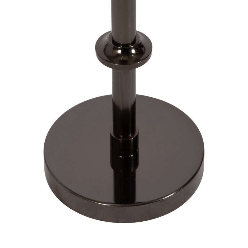 Table piédestal en métal Traditional, Gris, Marbre blanc, L 10 po x P 10 po