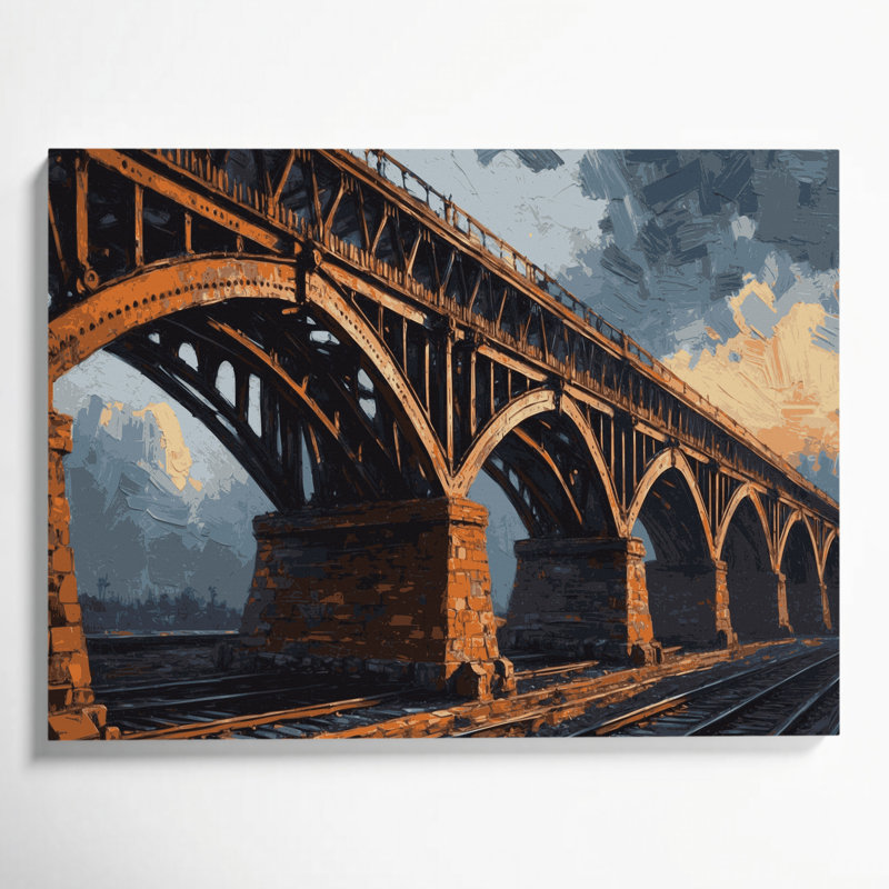 Art sur toile, pont de transport, H 20 po x l 24 po