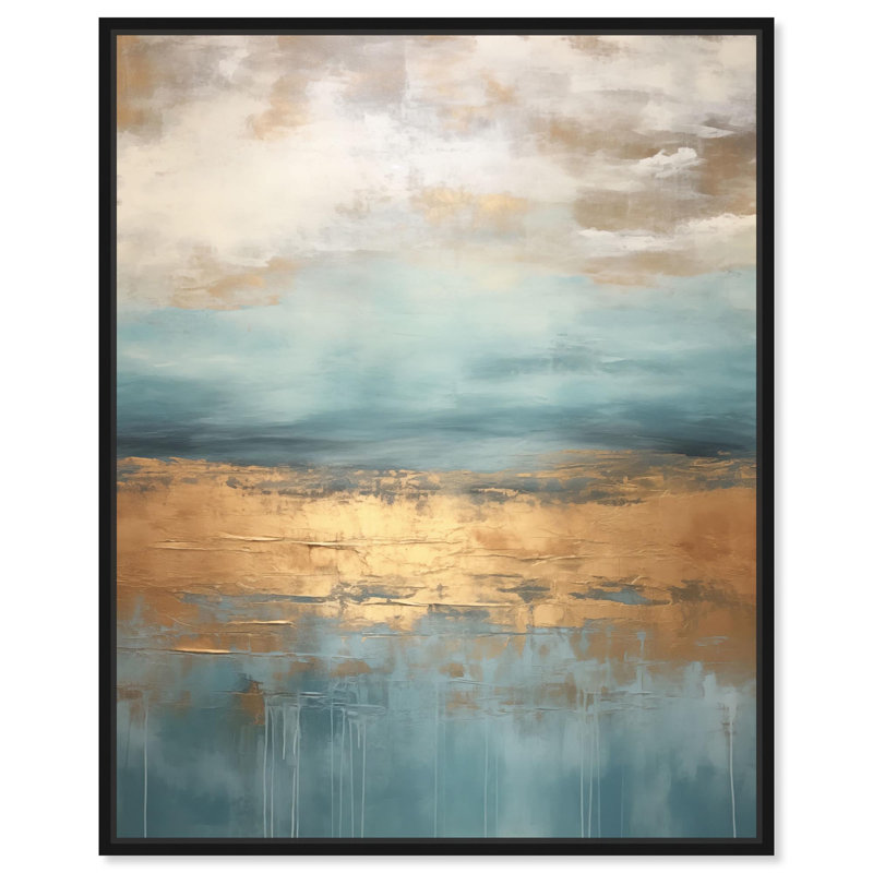 «Cloudscape in Gold III» par Art Remedy, Noir, H 21 po x l 17 po, Cadre flottant