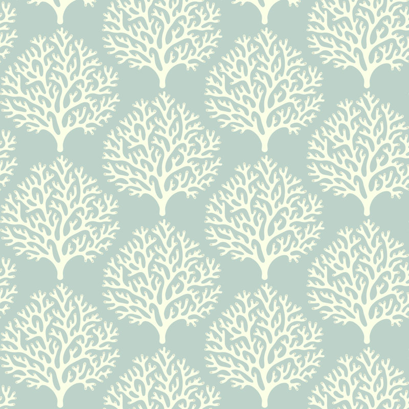 SAMPLE-Beach Coral - Sea Green Wallpaper