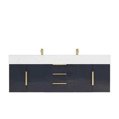 Ivanees 58.88'' Double Bathroom Vanity with Top