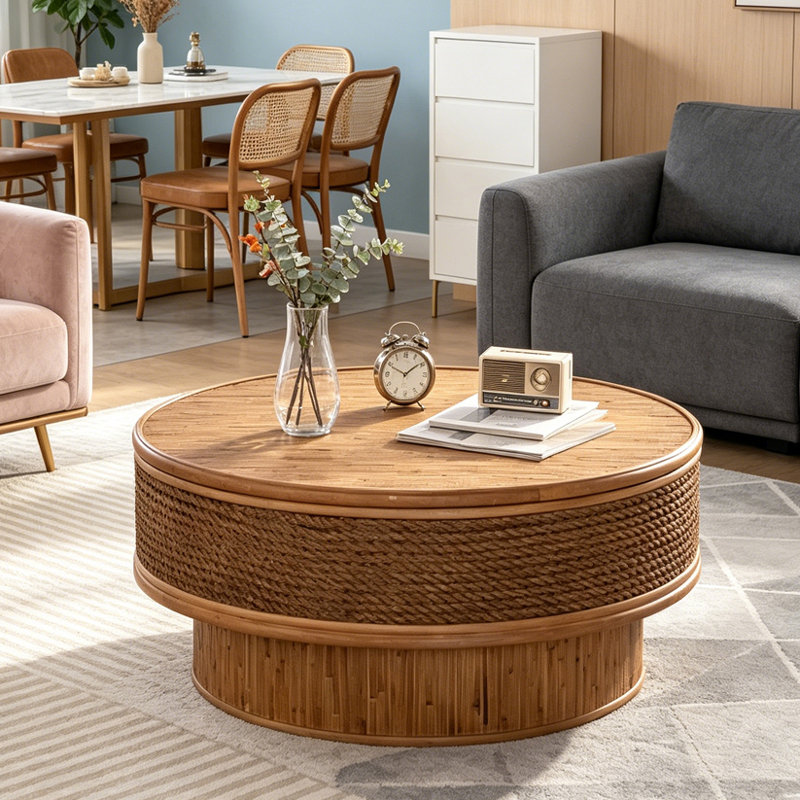 Table basse ronde ronde avec couvercle rabattable, 31.5"W