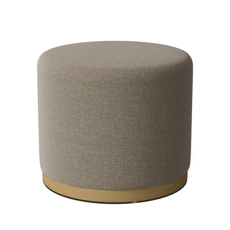 Corbin 18.5" Wide Round Standard Ottoman, Charcoal, 3152 Linen