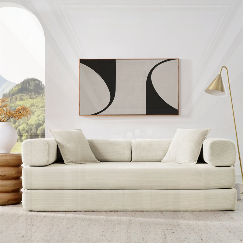 Canapé-lit convertible, Beige, Argent argent