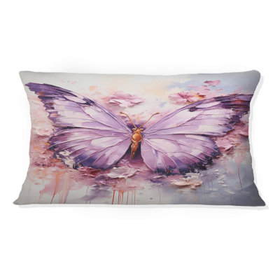 Purple Pink Animal Lavender Butterfly - Butterfly Printed Throw Pillow