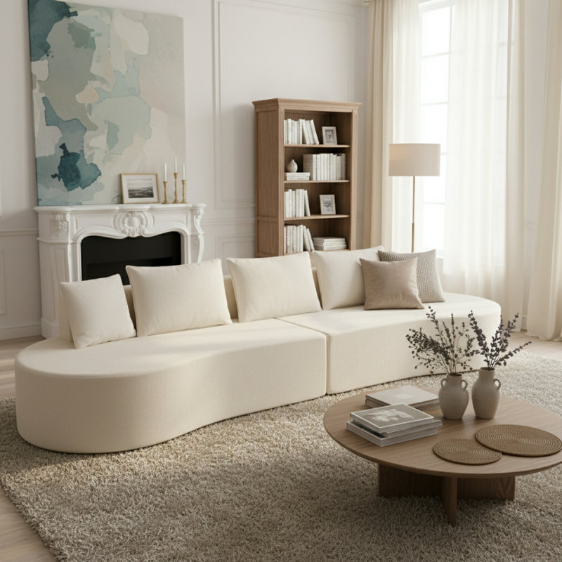 Canapé modulaire incurvé moderne 138,6 po avec éponge entièrement compressée haute densité, ensemble 2 pièces, entièrement assemblé faisant face à la gauche / à la droite, pour le salon, le salon