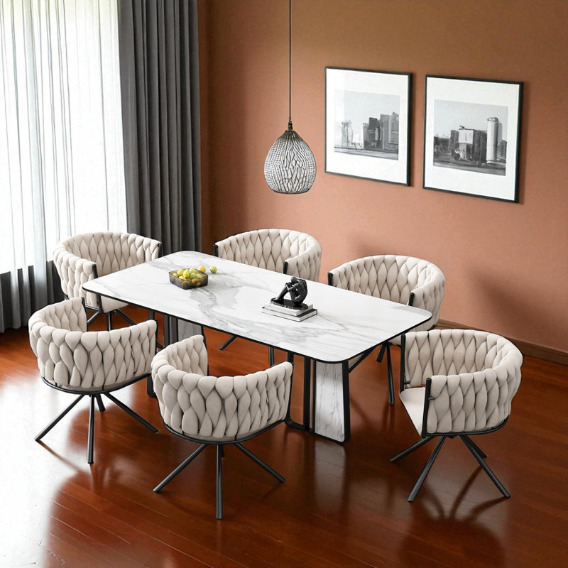 Authneil Velvet Metal Armchair, 6, Beige, Silver