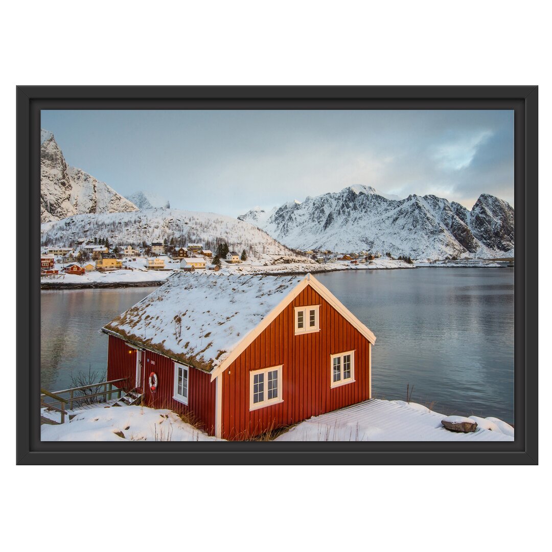 Gerahmtes Papierbild - Grafikdruck Fisherman's House in Lofoten