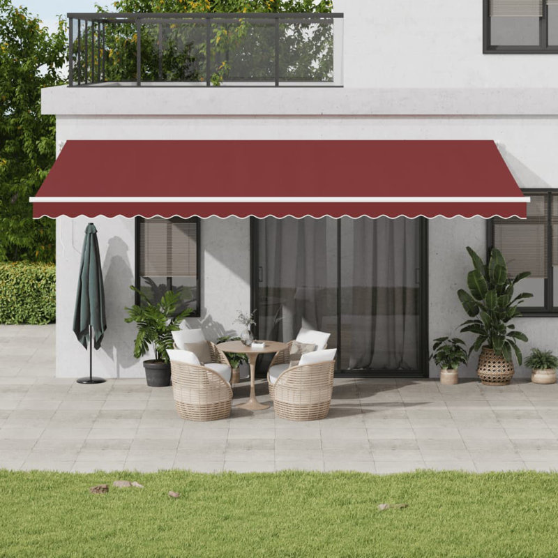Dakota Fields Retractable Patio Awning, Red, 400cm W x 350cm D