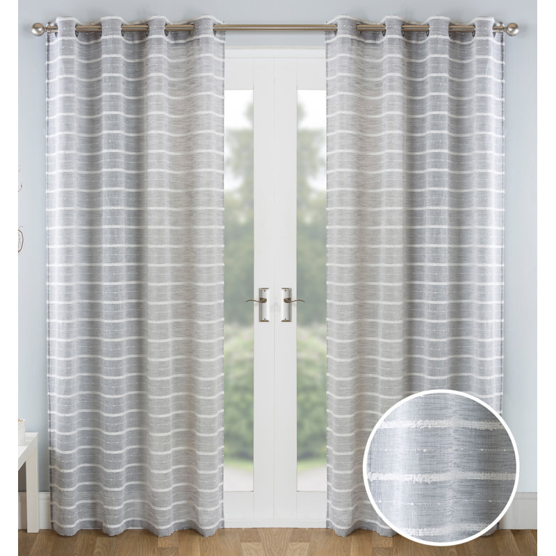 Duncannon Sheer Curtain Pair, 140cm Width x 137cm Drop, Grey