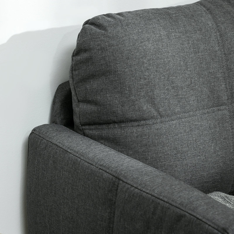 Causeuse à accoudoirs carrés 53,1 po Deisi, Polyester 100 % gris foncé