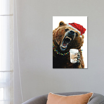 Grizzly Mornings Christmas by Holly Simental - Wrapped Canvas Painting