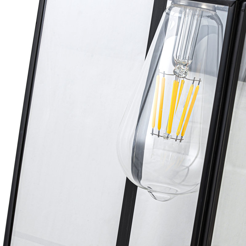 Classic Black 12.5''H Motion Sensor 1-Light Outdoor Wall Lantern with Clear Glass Shade Waterproof