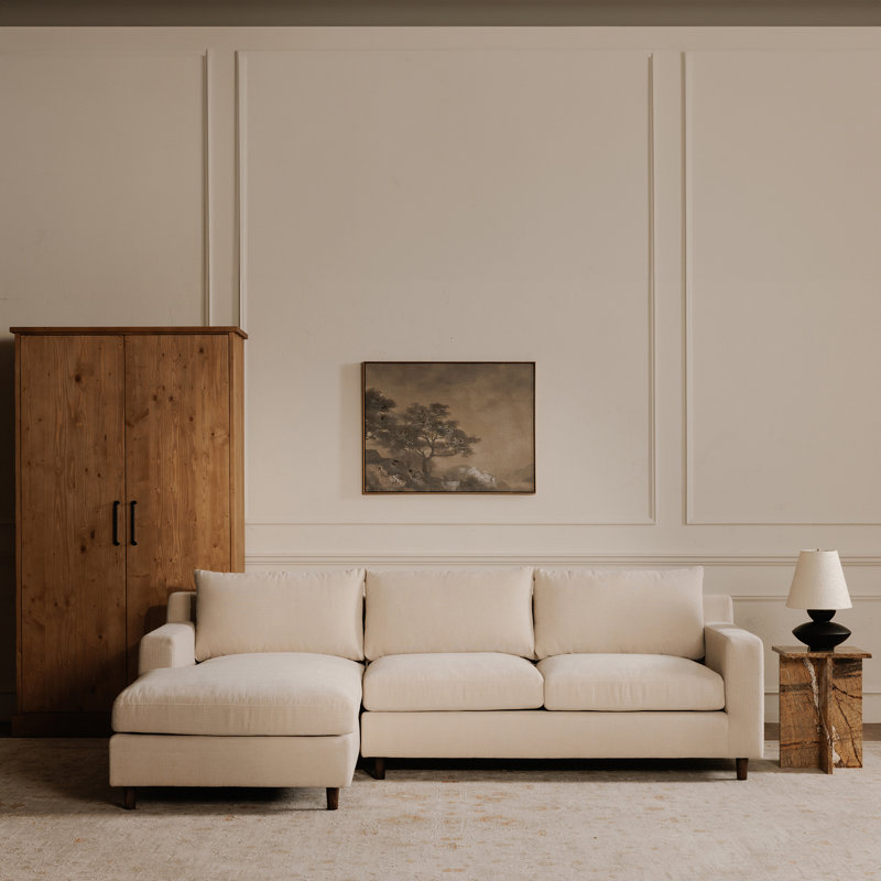 Alania Sectional, Left Hand Facing, Beige Crypton® Chenille