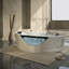 Baignoire tourbillon d'angle 59 "pour 2 personnes, baignoire à jets de luxe avec 6 jets d'hydromassage, lumières DEL de chromathérapie et système de réglage pneumatique, pompe à eau certifiée UL, égouttoir certifié UPC