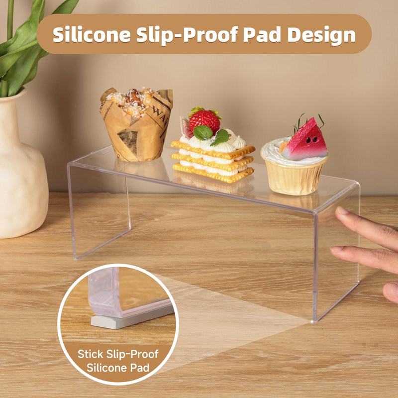 Paquet de 4 grands présentoirs en acrylique, support à parfum, tablette en acrylique transparent pour présentation de jouets, petits gâteaux, etc.