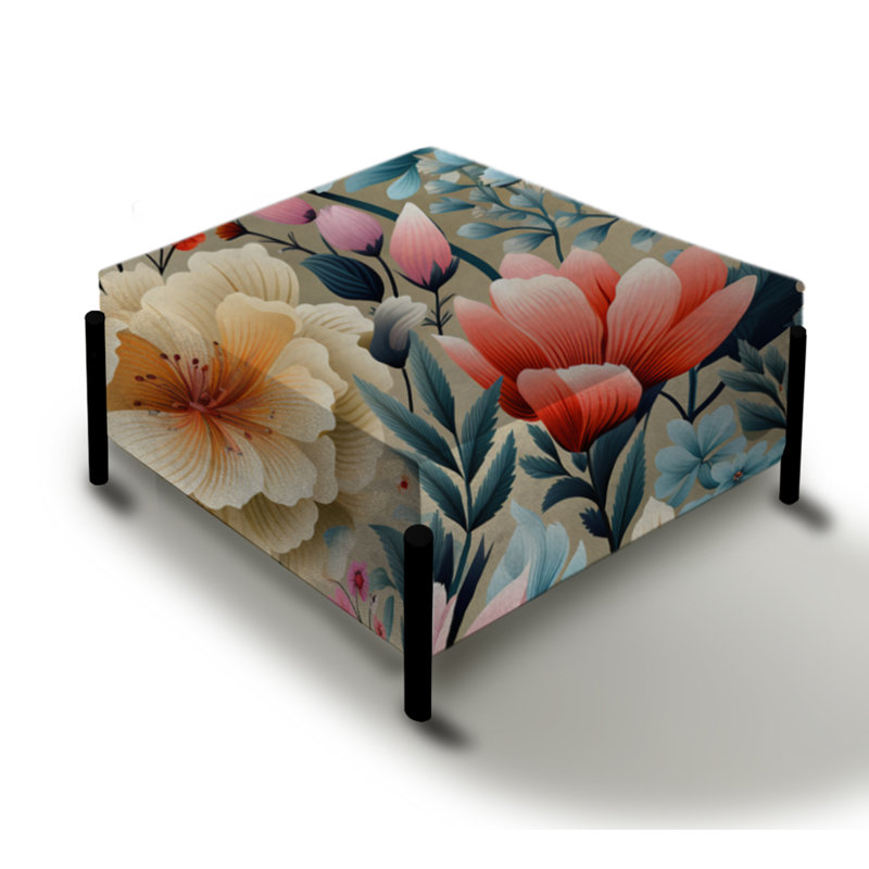 Pastel Rainbow Botanicals Pattern - Botanical Large Square Ottoman