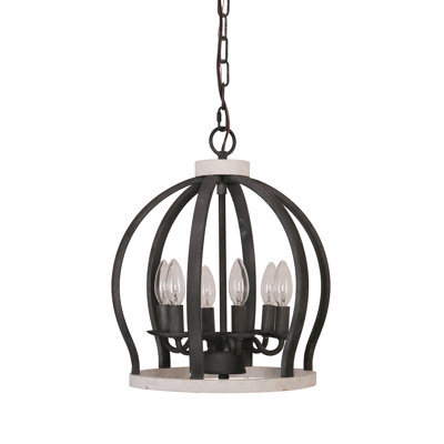 Wood Dimmable Globe Chandelier