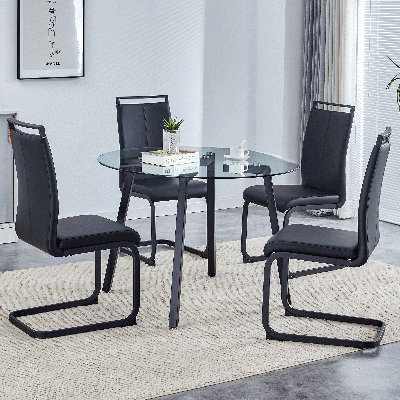 5-Piece Round Glass Top  Dining Set