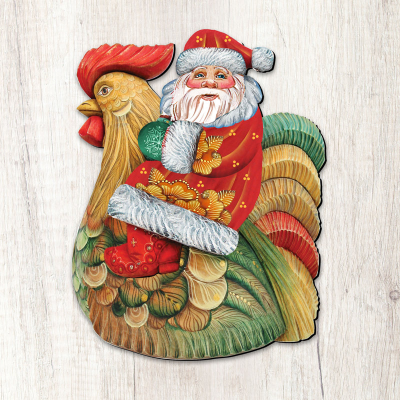 Père noël décoratif sur coq
