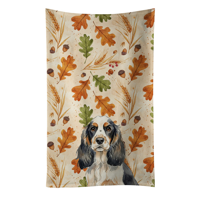 Parti Cocker Spaniel Heirloom Fall Kitchen Towel, Parti Cocker Spaniel