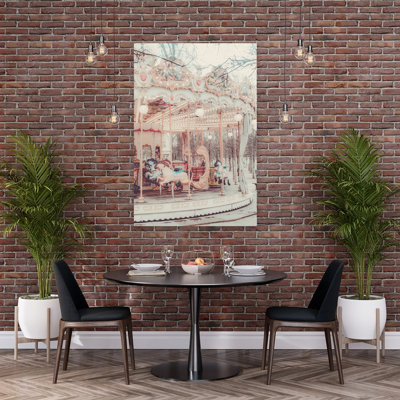 Dreamy Pastel Carousel Classic Delicate Dreamy Horse Winter Architecture Wall Art Print 1 Piece Wrapped Canvas Wall Art